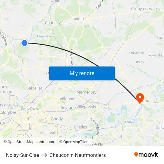Noisy-Sur-Oise to Chauconin-Neufmontiers map