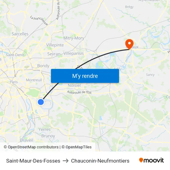 Saint-Maur-Des-Fosses to Chauconin-Neufmontiers map