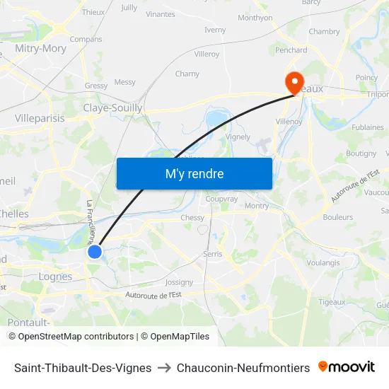 Saint-Thibault-Des-Vignes to Chauconin-Neufmontiers map