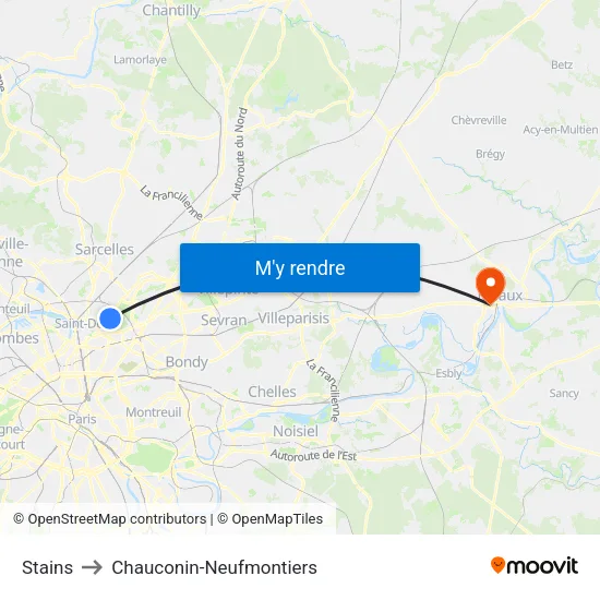Stains to Chauconin-Neufmontiers map