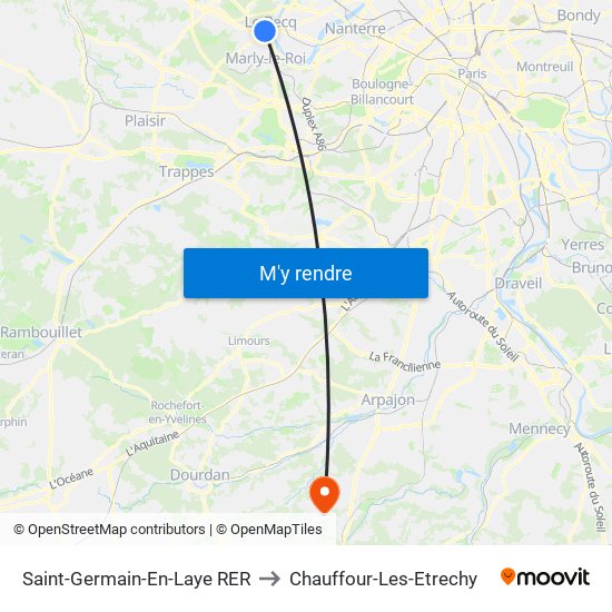 Saint-Germain-En-Laye RER to Chauffour-Les-Etrechy map