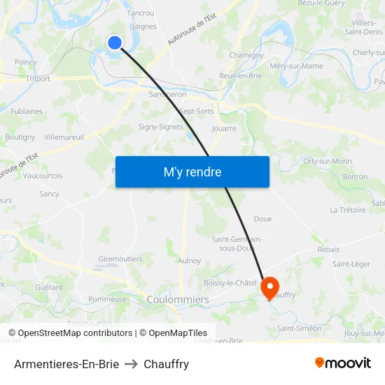 Armentieres-En-Brie to Chauffry map
