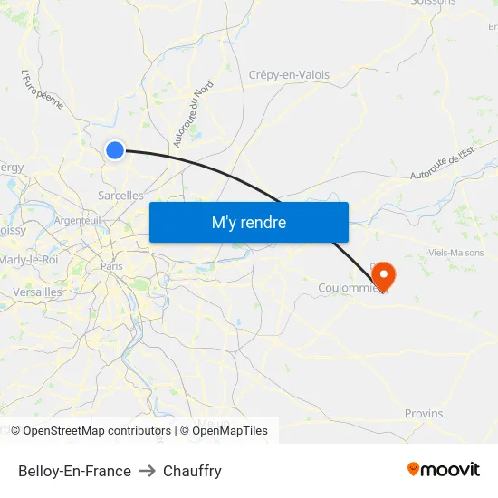 Belloy-En-France to Chauffry map