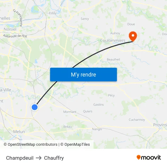 Champdeuil to Chauffry map