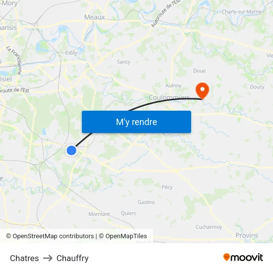 Chatres to Chauffry map
