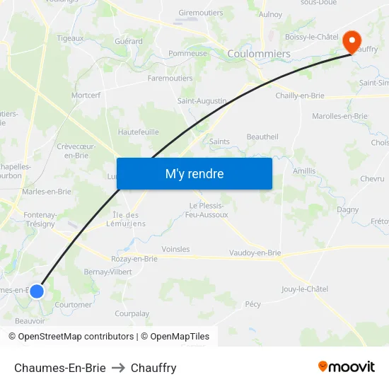 Chaumes-En-Brie to Chauffry map