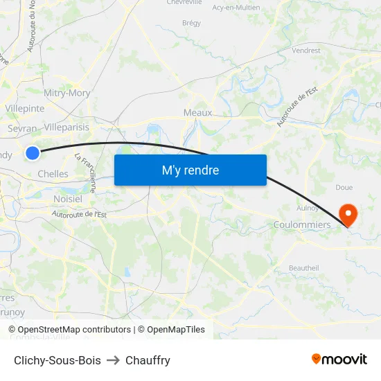 Clichy-Sous-Bois to Chauffry map