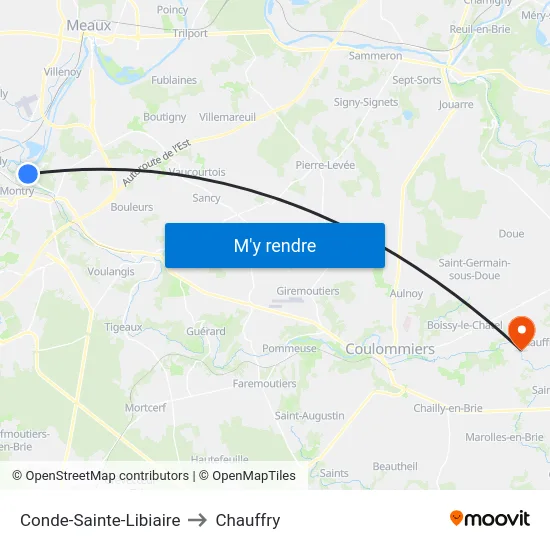 Conde-Sainte-Libiaire to Chauffry map