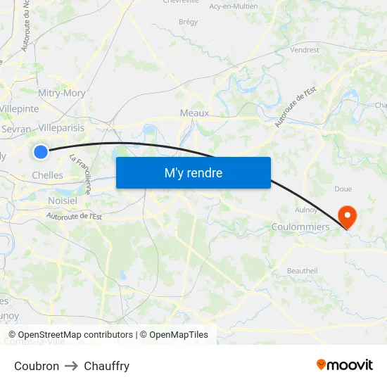 Coubron to Chauffry map