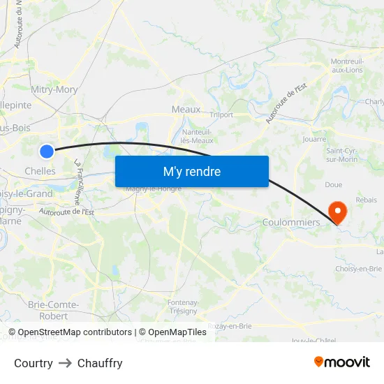 Courtry to Chauffry map