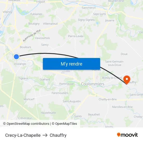 Crecy-La-Chapelle to Chauffry map