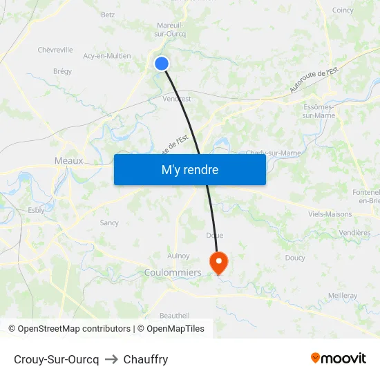 Crouy-Sur-Ourcq to Chauffry map