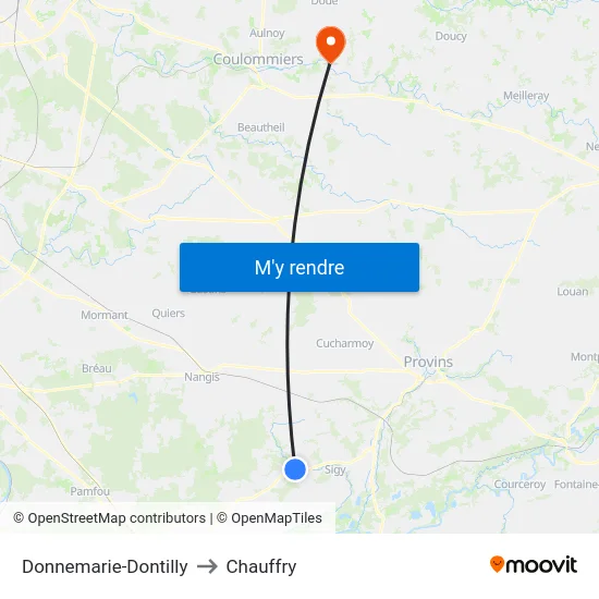 Donnemarie-Dontilly to Chauffry map