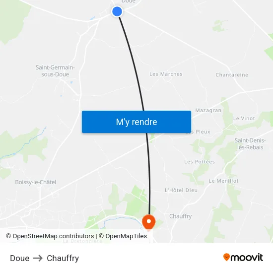 Doue to Chauffry map