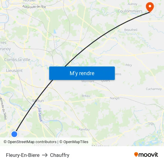 Fleury-En-Biere to Chauffry map