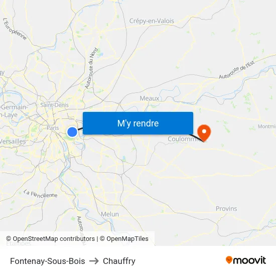Fontenay-Sous-Bois to Chauffry map