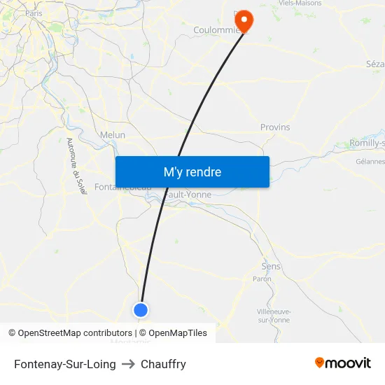 Fontenay-Sur-Loing to Chauffry map