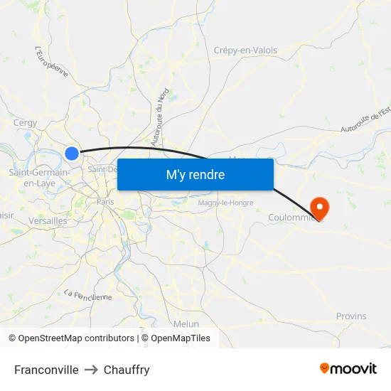 Franconville to Chauffry map