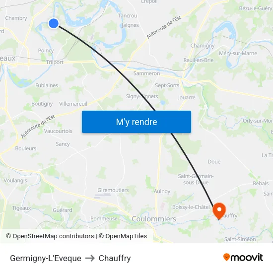 Germigny-L'Eveque to Chauffry map
