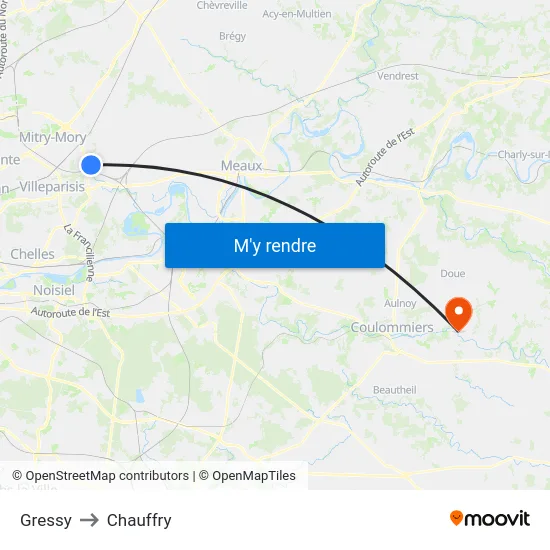Gressy to Chauffry map