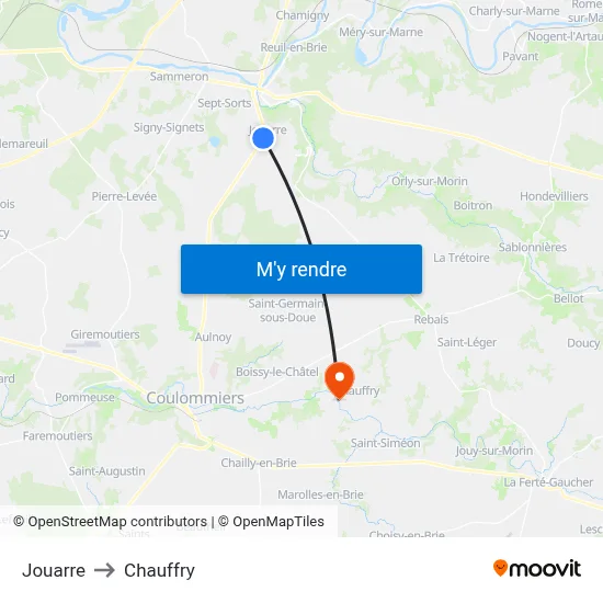 Jouarre to Chauffry map