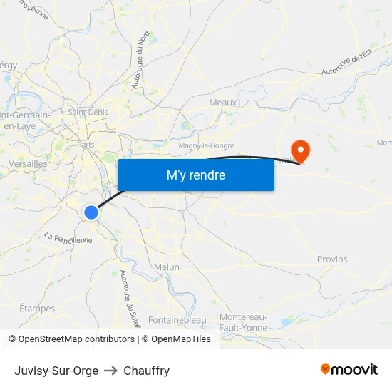 Juvisy-Sur-Orge to Chauffry map