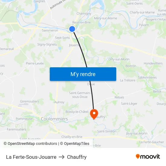 La Ferte-Sous-Jouarre to Chauffry map