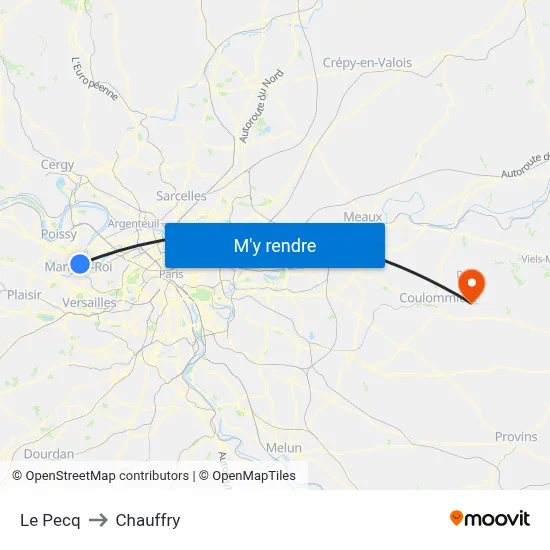 Le Pecq to Chauffry map