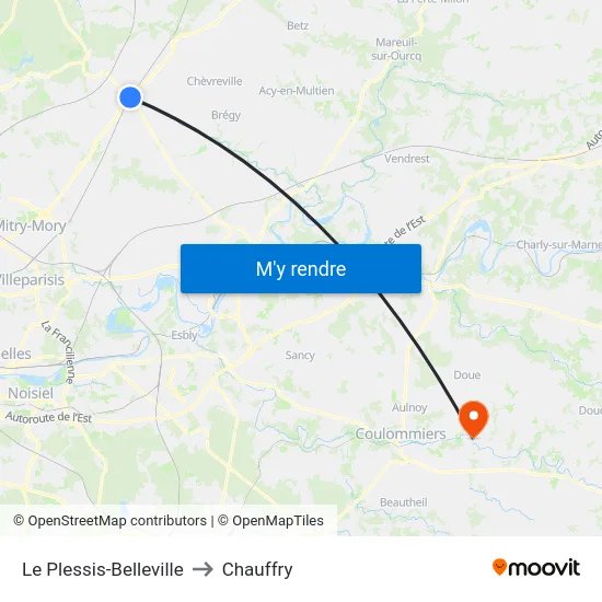 Le Plessis-Belleville to Chauffry map