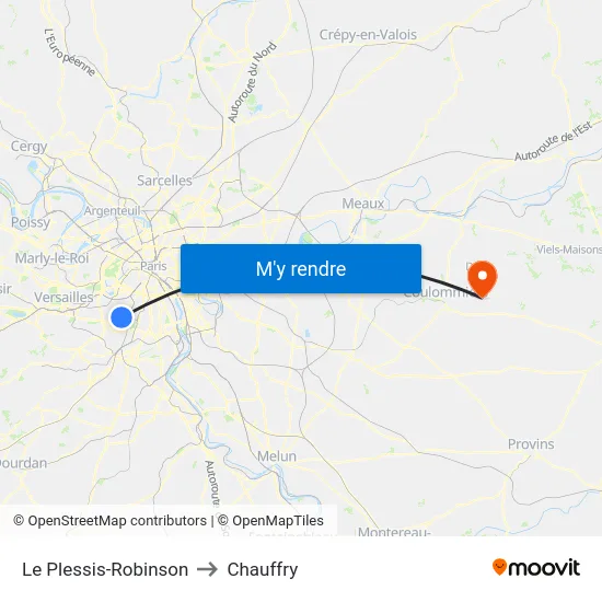 Le Plessis-Robinson to Chauffry map