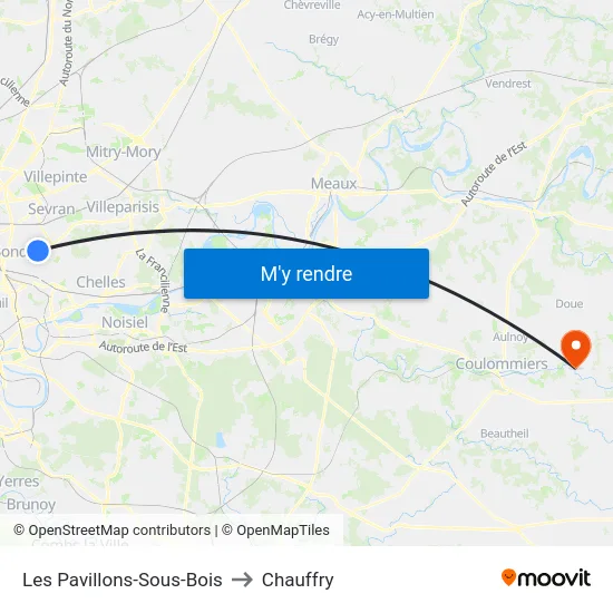 Les Pavillons-Sous-Bois to Chauffry map