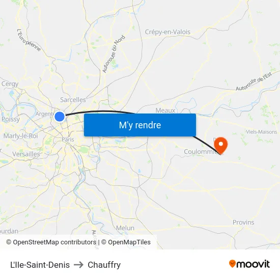 L'Ile-Saint-Denis to Chauffry map