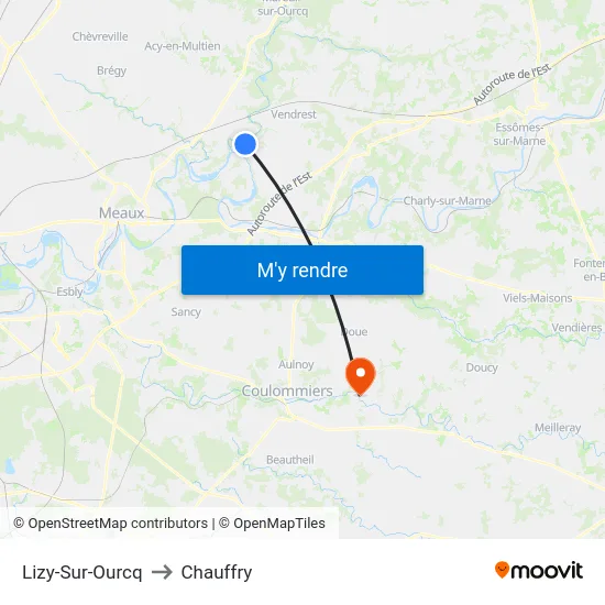 Lizy-Sur-Ourcq to Chauffry map