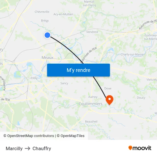 Marcilly to Chauffry map