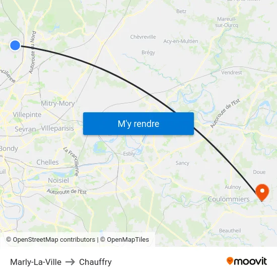Marly-La-Ville to Chauffry map