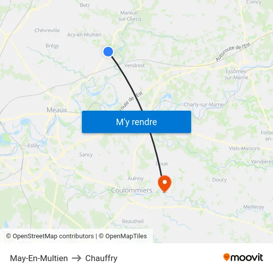 May-En-Multien to Chauffry map