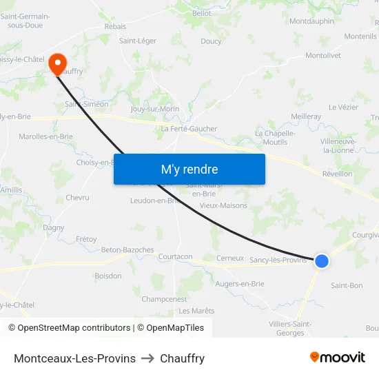 Montceaux-Les-Provins to Chauffry map