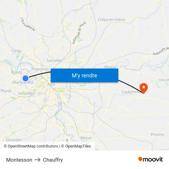 Montesson to Chauffry map