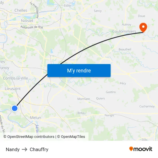 Nandy to Chauffry map
