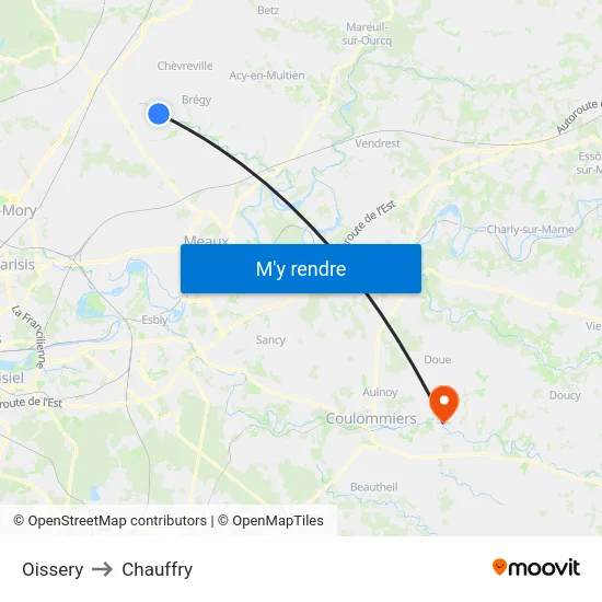 Oissery to Chauffry map