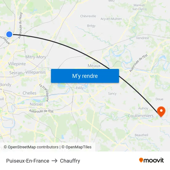 Puiseux-En-France to Chauffry map