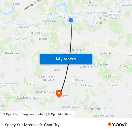 Saacy-Sur-Marne to Chauffry map