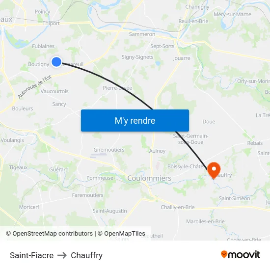 Saint-Fiacre to Chauffry map