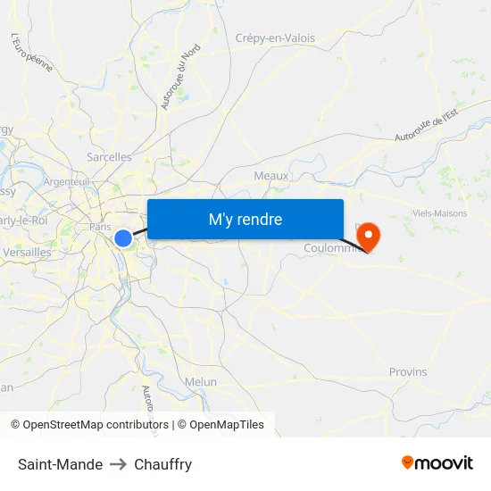 Saint-Mande to Chauffry map