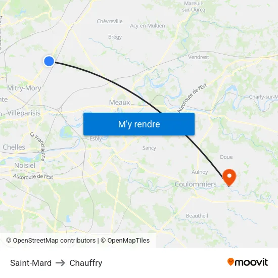 Saint-Mard to Chauffry map