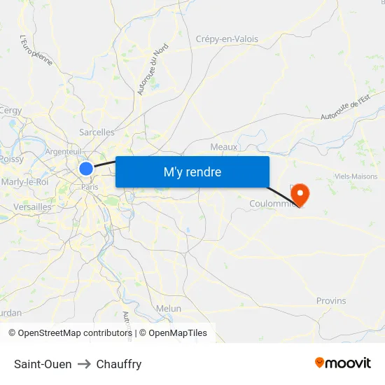 Saint-Ouen to Chauffry map