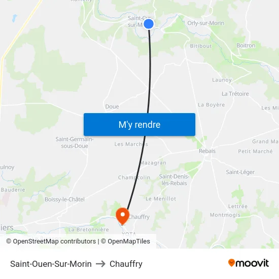Saint-Ouen-Sur-Morin to Chauffry map
