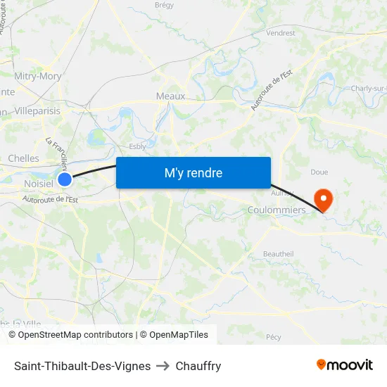 Saint-Thibault-Des-Vignes to Chauffry map