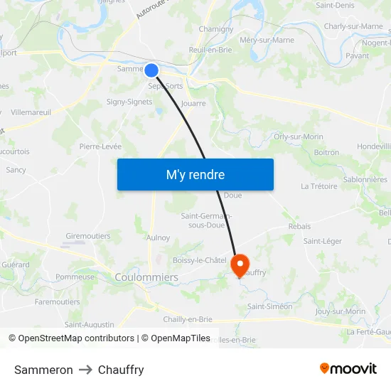 Sammeron to Chauffry map