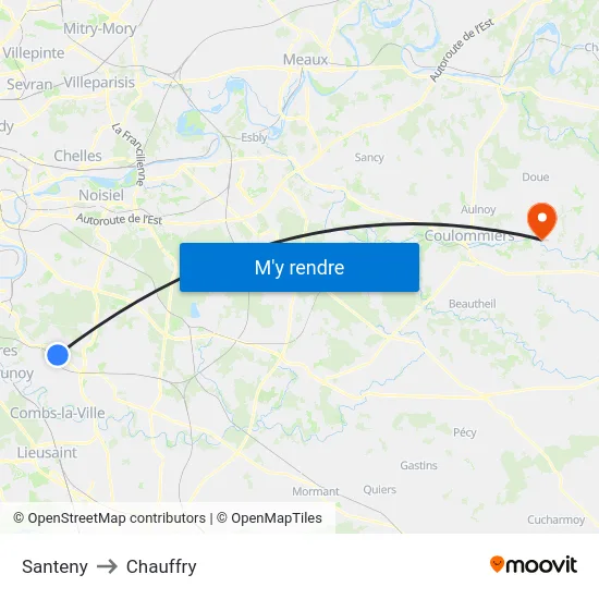 Santeny to Chauffry map